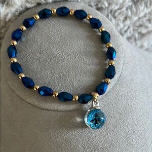 Elegant Blue and Gold Beaded Bracelet